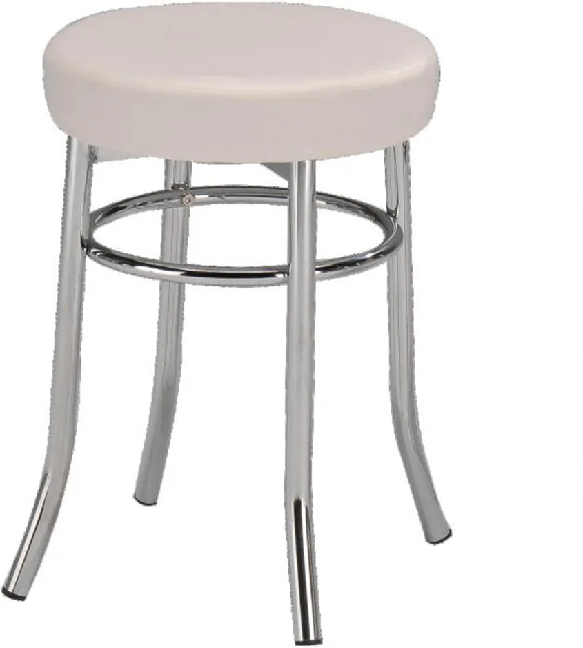 Taburet, ekokoža biela/chróm, IRENA