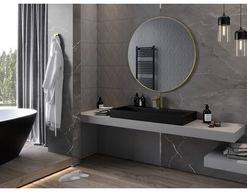 Mexen Loft, okrúhle kúpeľňové zrkadlo 100 cm, farba rámu zlatá lesklá, 9850-100-100-000-50