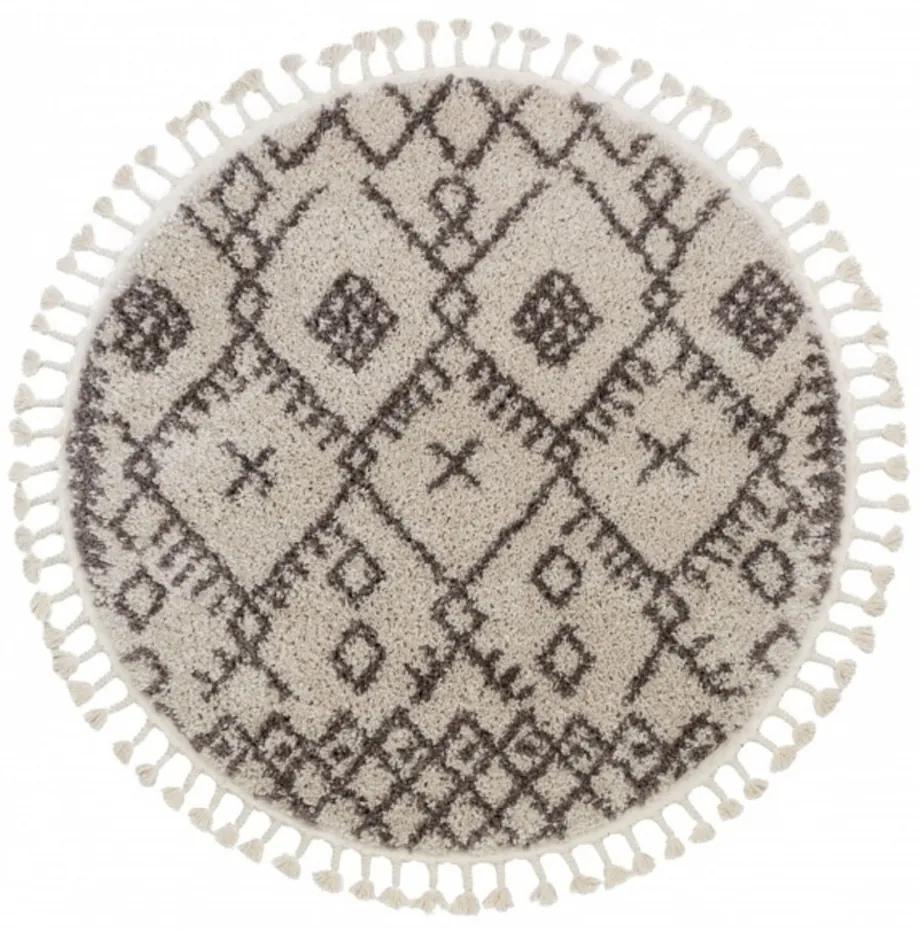 Kusový koberec Shaggy Tanger krémový kruh, Velikosti 120cm