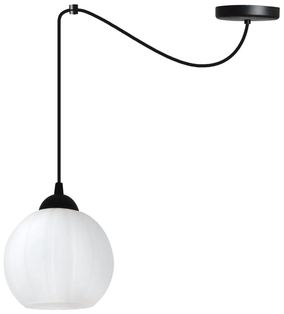 Závesné svietidlo Costa Spider, 1x biele sklenené tienidlo, b