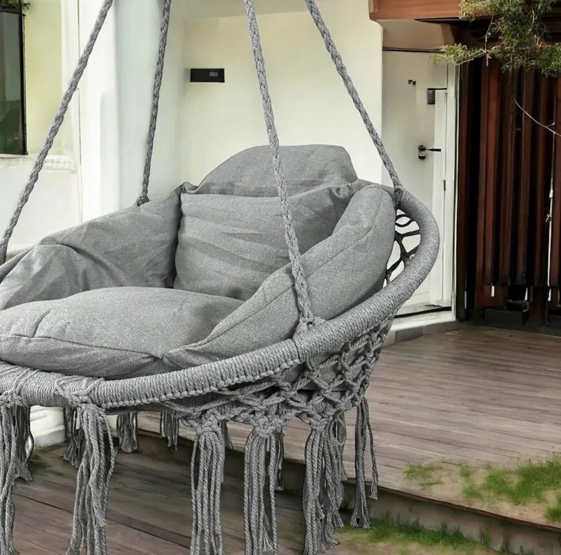 Závesné kreslo s vankúšom - bocianie hniezdo 80 cm antracit