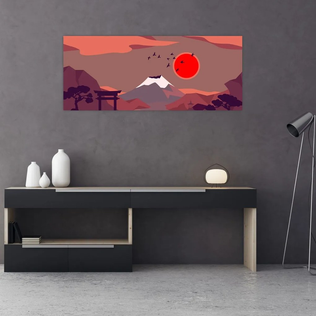 Obraz - Hory Fudži (120x50 cm)