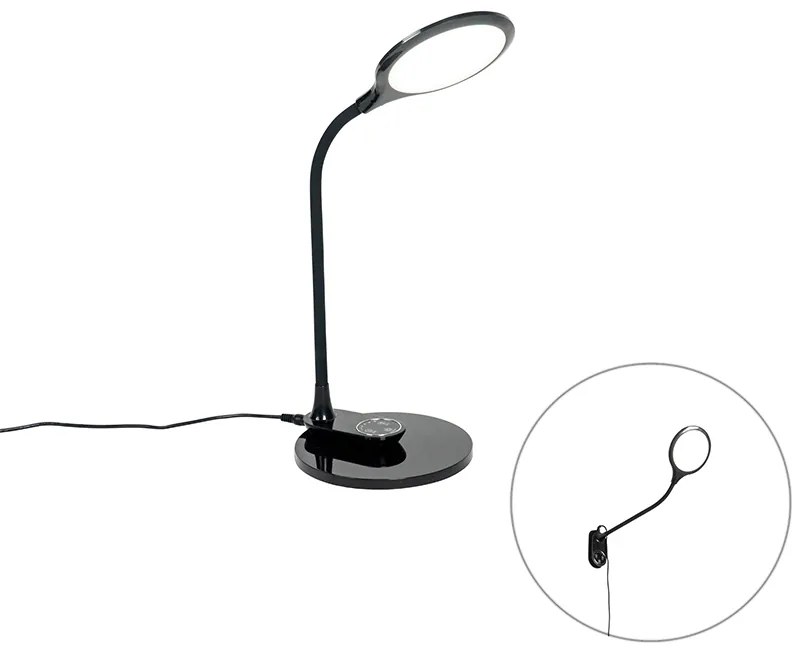 Stolová a nástenná lampa čierna vrátane LED s dotykovým stmievačom - Joni