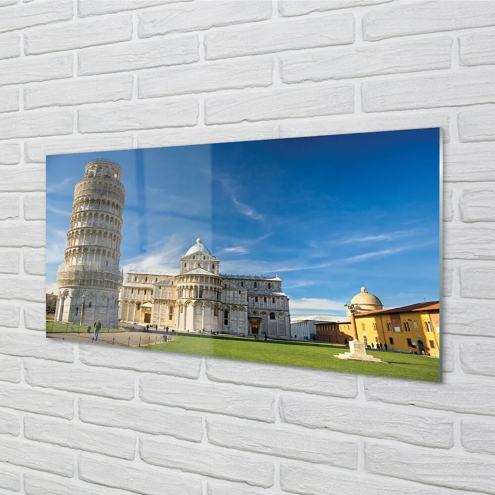 Sklenený obraz Italy Šikmá veža katedrály 125x50 cm