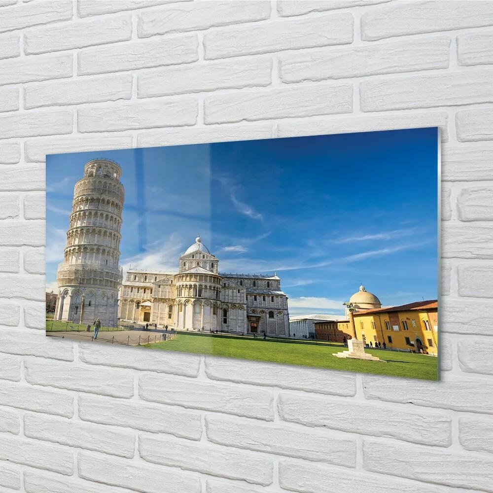 Sklenený obraz Italy Šikmá veža katedrály 140x70 cm