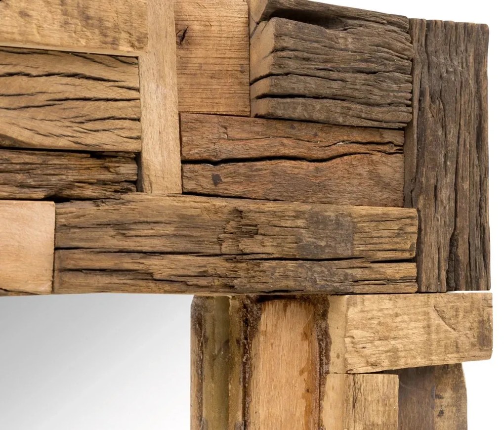 furniture-nabytek.cz - Masívne zrkadlo Kavali z recyklovaného starého dreva, neupravené, hnedé – 105×180 cm