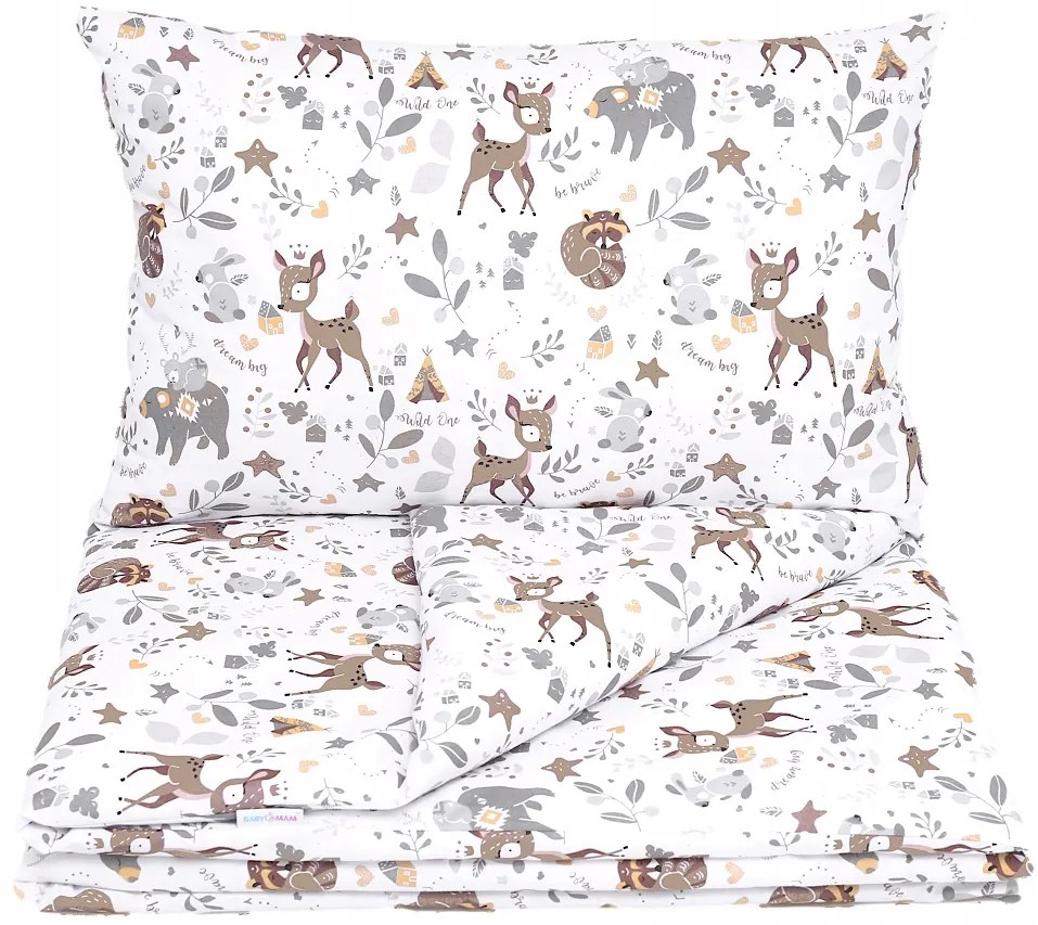 Detské bavlnené obliečky do postieľky 120x90 cm BABYMAM PREMIUM - Srnček a priatelia