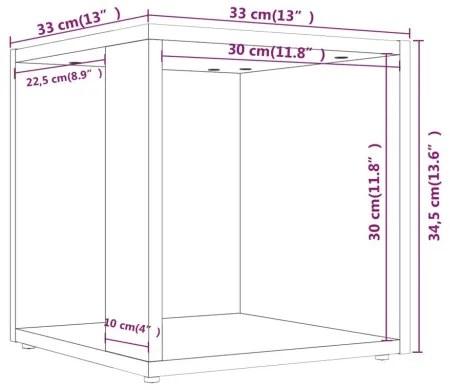 vidaXL Príručný stolík sivý dub sonoma 33x33x34,5 cm spracované drevo-