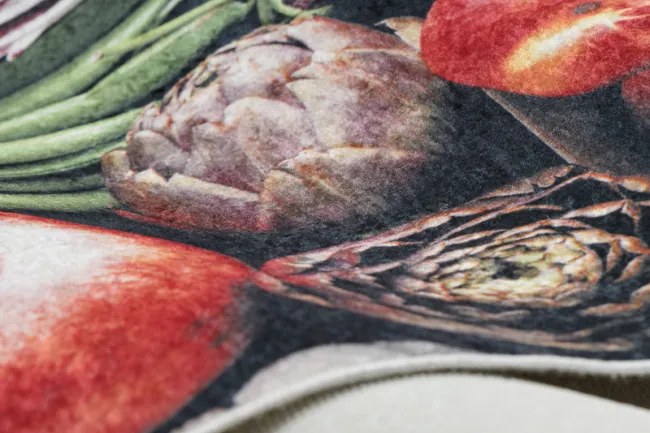 Koberec/ behúň protišmykový ANDRE 1711 Ovocie a zelenina, do kuchyne - zelený