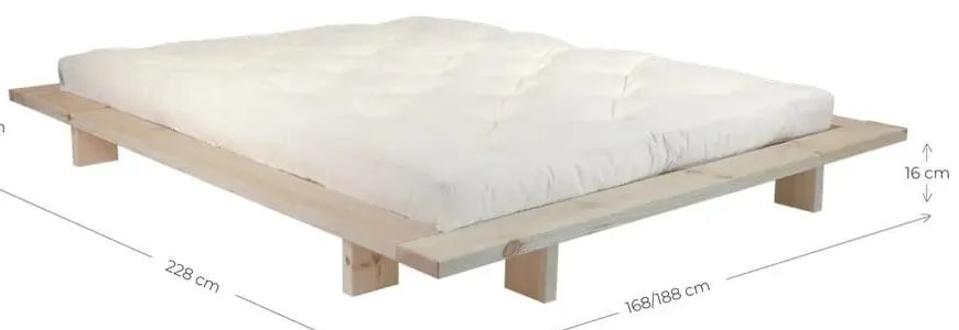 Dvojlôžková posteľ z borovicového dreva s roštom v prírodnej farbe 160x200 cm Japan – Karup Design