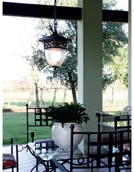 Redo 9399 - Vonkajší luster na reťazi BASEL 1xE27/42W/230V IP44 čierna