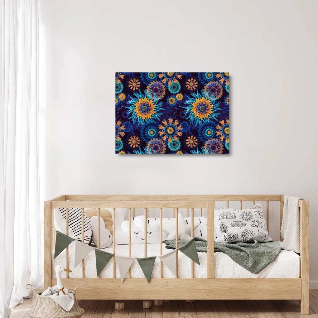 Sklenený obraz - 3D kvety (70x50 cm)