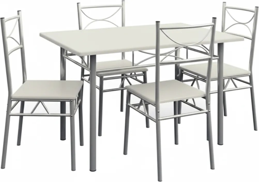 Jedálenská súprava PAUL, 5-dielna, zamatovo biela Jurhan