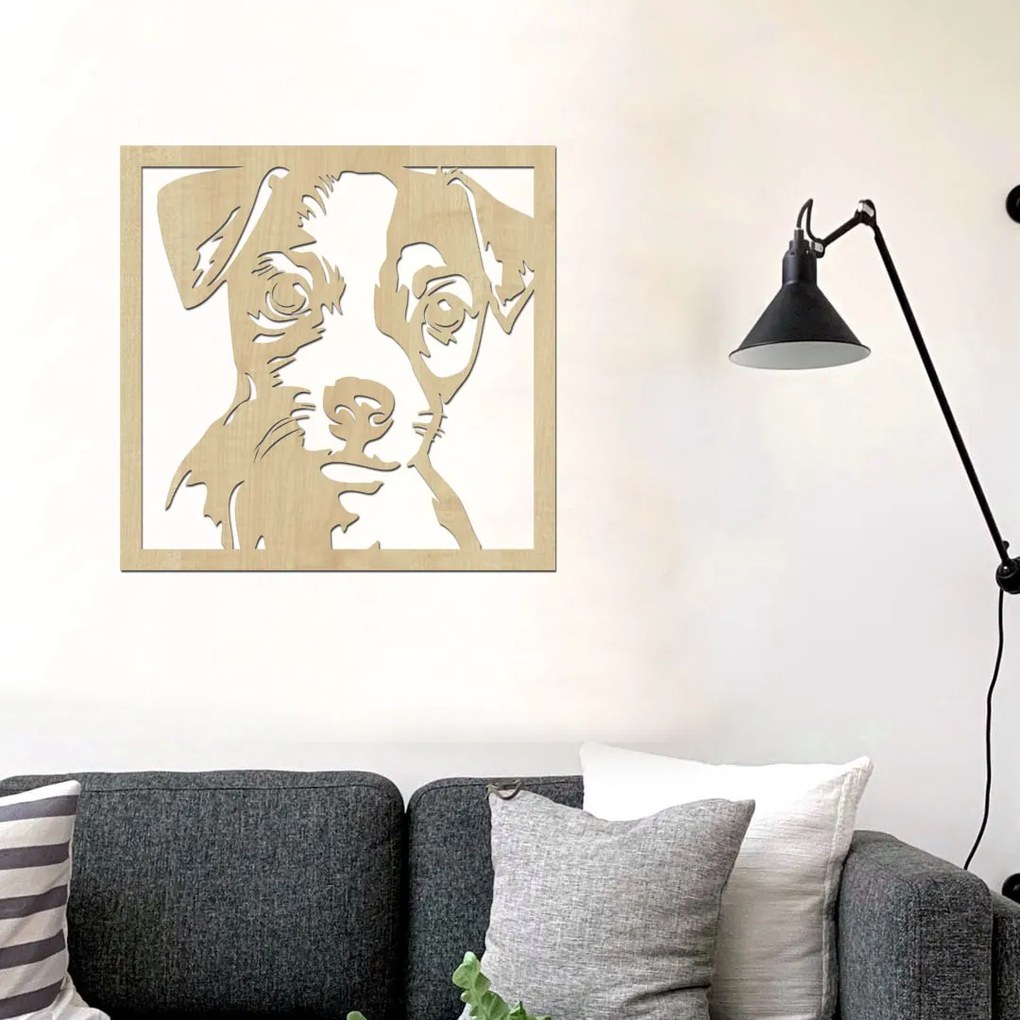 dřevo života Drevená dekorácia psíka Jack Russel teriér Rozmery - cm: 80x80, Zvoľte farbu dekoru: Čierna