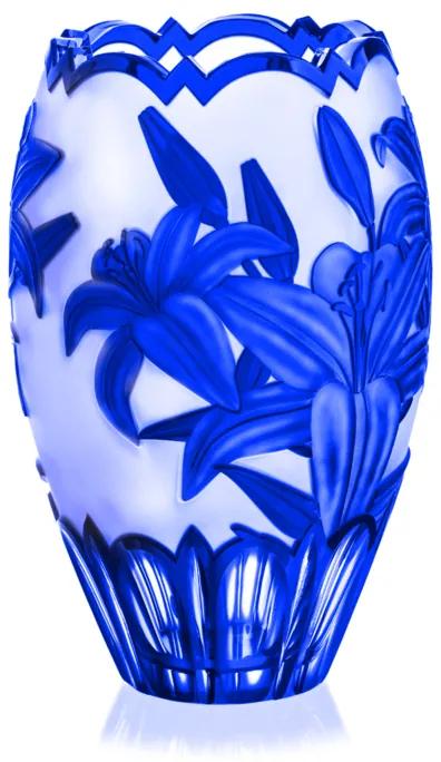 Bohemia Crystal Ručne brúsená váza Lilie Modrá 300mm