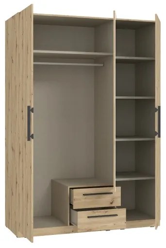 Šatníková skriňa so zrkadlom MARO 150x213 cm dub artisan