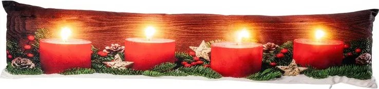 Vankúš proti prievanu s LED ČERVENÉ SVIEČKY 18 x 85 cm