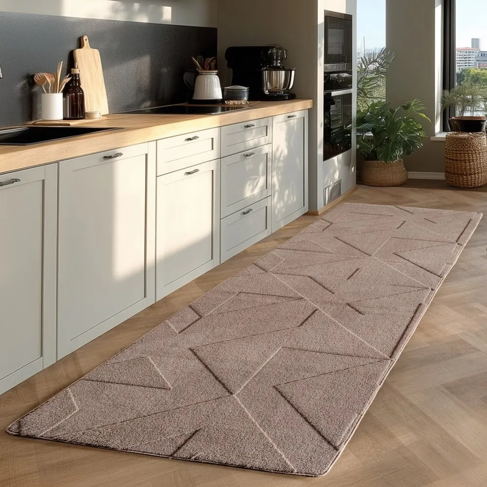 Svetlohnedý prateľný behúň 80x250 cm Pompei 1613 – Ayyildiz Carpets