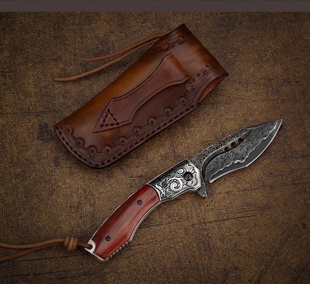 KnifeBoss damaškový zavírací nůž Rosewood VG-10