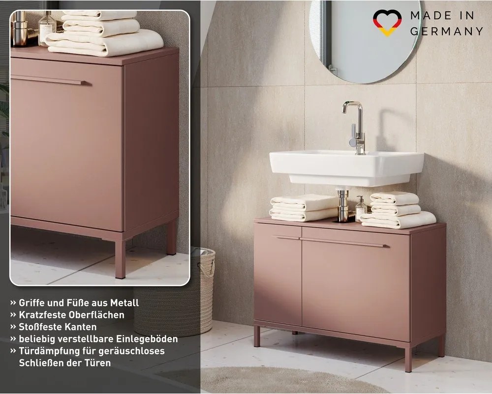 Hnedá matná skrinka pod umývadlo 80x59 cm Laurino – Germania