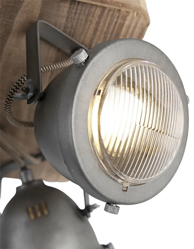 Priemyselné bodové svetlo oceľ s dreveným sklonom 4-svetlo - Emado