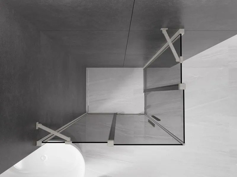 Mexen Velar Duo, sprchový kút s posuvnými dverami 90 x 80 cm, 8mm šedé sklo, brúsená oceľ, 871-090-080-42-97