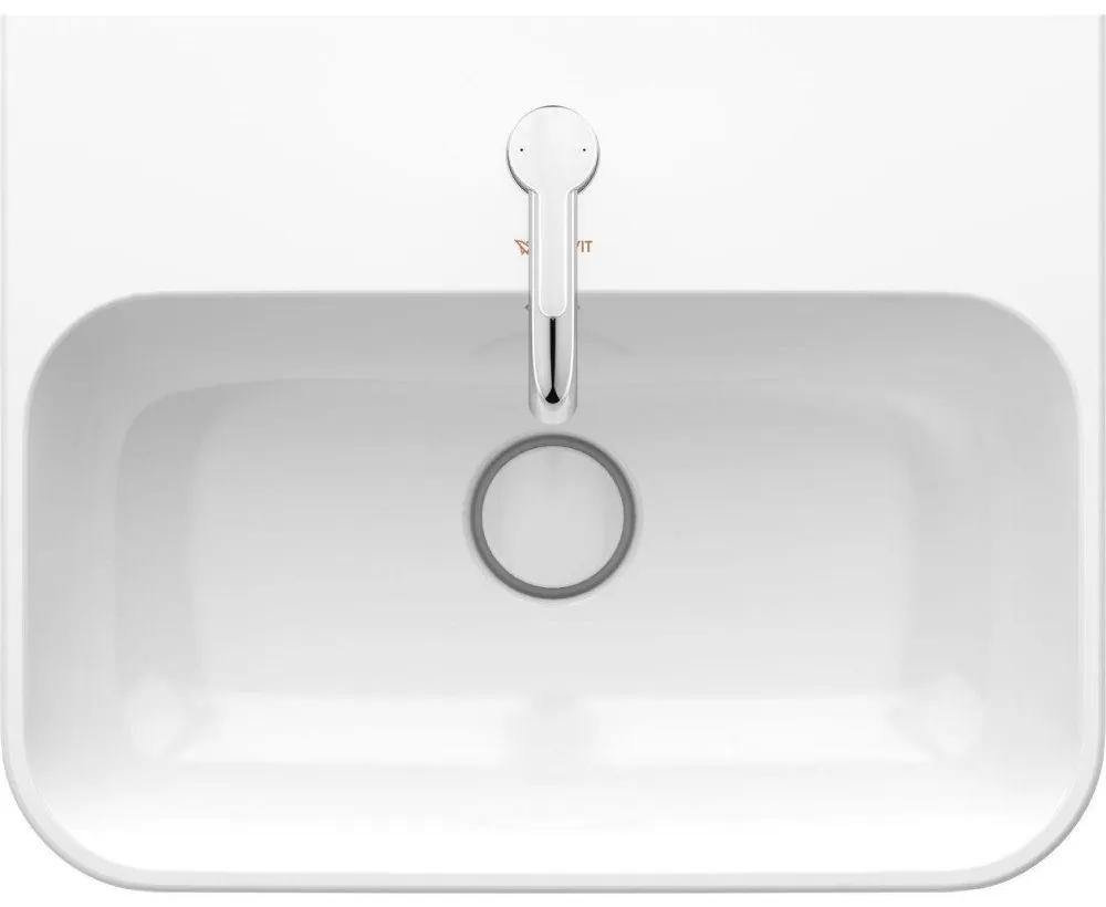 DURAVIT Happy D.2 Plus obdĺžniková umývadlová misa s otvorom, s prepadom, 500 x 400 mm, biela, 2360500000