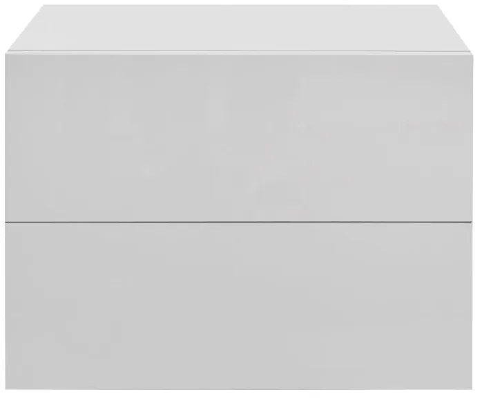 Nástenný nočný stolík 40x29x30 cm, 2 zásuvky, biely