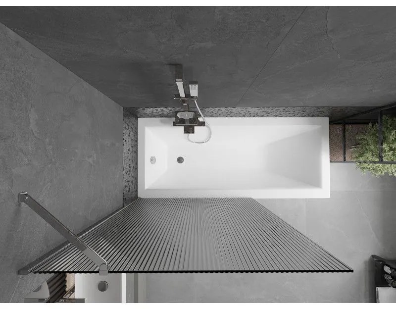 Mexen Next, vaňová zástena 1-krídlová 100 x 150 cm, fixné krídlo, 6 mm sklo s pruhmi, chrómový profil, 895-100-000-00-09-01