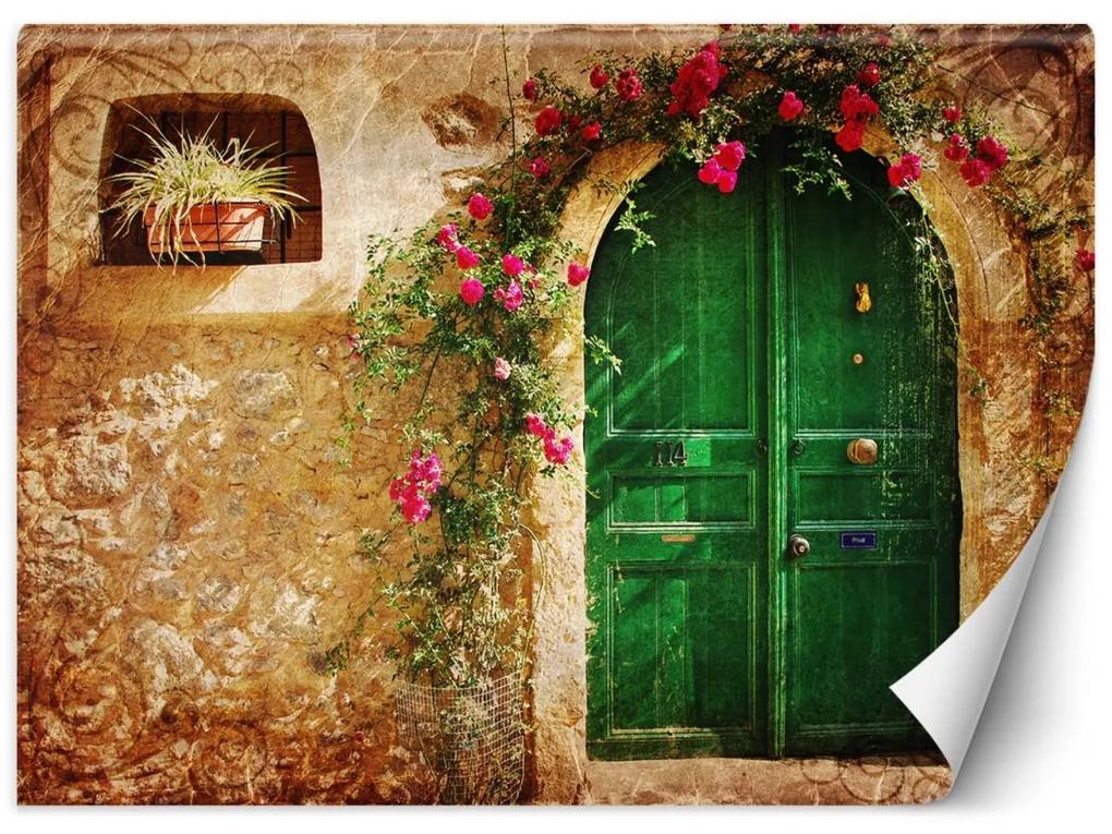 Fototapeta, Zelené dveře Toskánsko - 250x175 cm