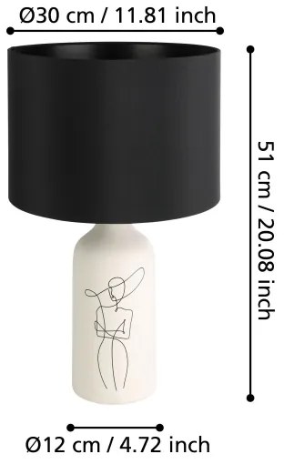 Eglo 43824 - Stolná lampa VINOZA 1xE27/40W/230V čierna/biela