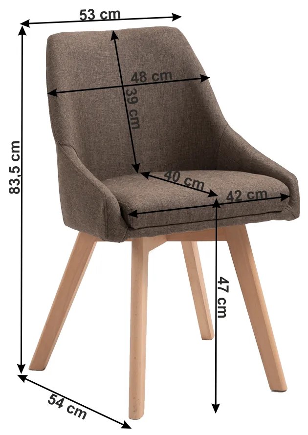 Jedálenské kresielko TEZA — látka, drevo, viac farieb Hnedá látka