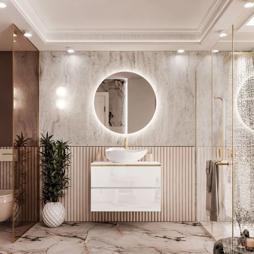 KÚPELŇOVÁ SKRINKA NESSIE BIELÝ LESK + ZLATÁ