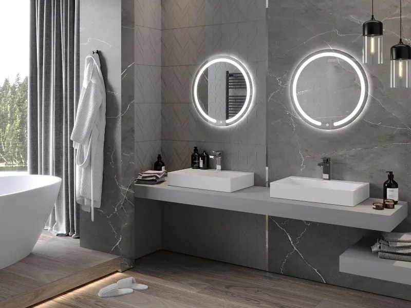Mexen Rose, LED kúpeľňové zrkadlo s podsvietením 60x60 cm, 6000K, ochrana proti zahmlievaniu, 9810-060-060-611-00