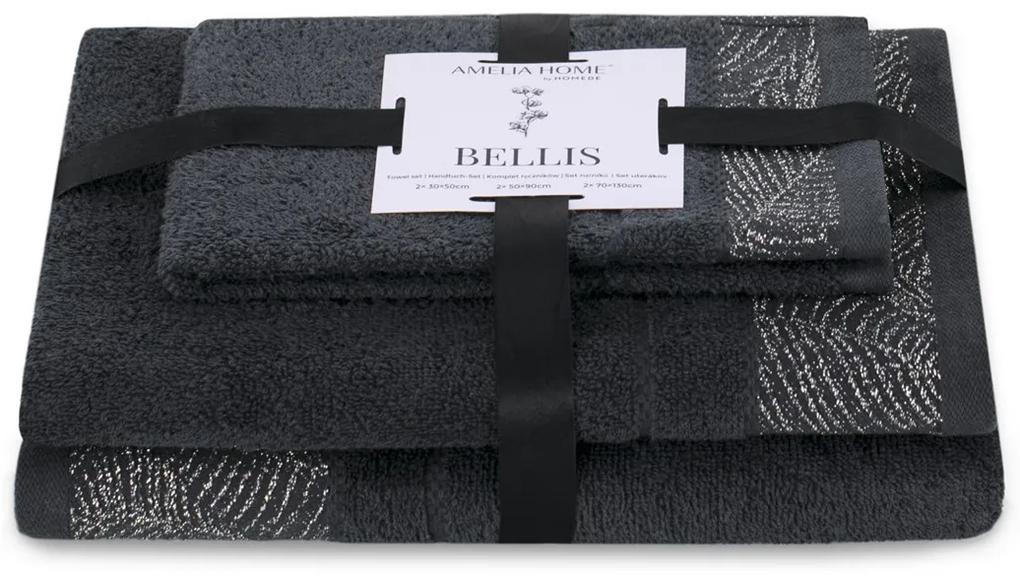 Sada 3 ks ručníků BELLIS klasický styl grafitově šedá