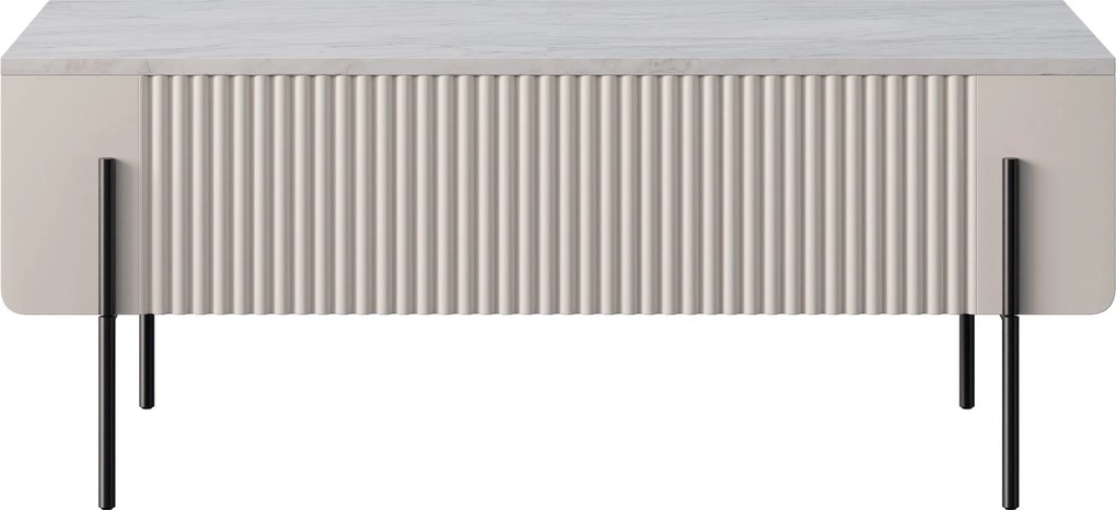 Konferenčný stolík so zásuvkami Malmi 100 cm - kašmír / crema bianca / čierne nožičky