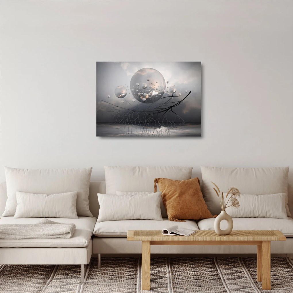 Sklenený obraz abstraktných gulí (70x50 cm)