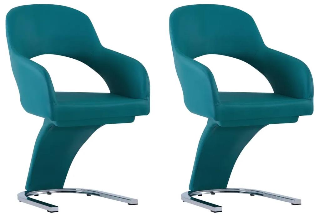 vidaXL Jedálenské stoličky 2 ks, modré, umelá koža