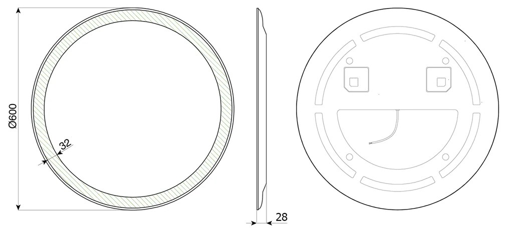 Aqualine Sapho, NOA guľaté zrkadlo s LED osvetlením, priemer 60cm, OM260