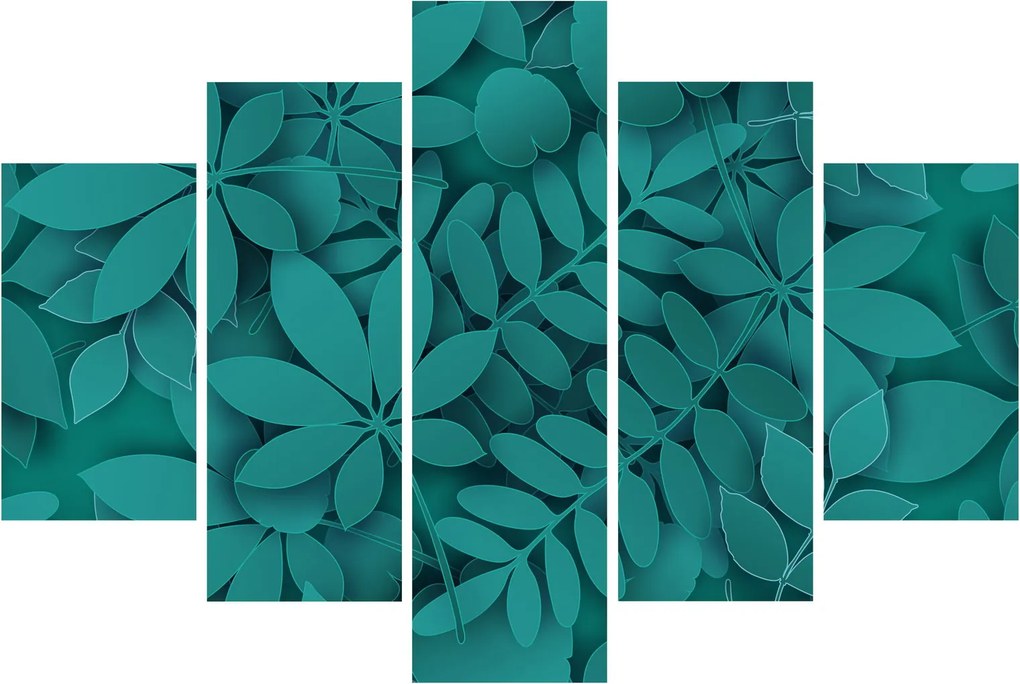 Obraz - Tyrkysové listy (150x105 cm)