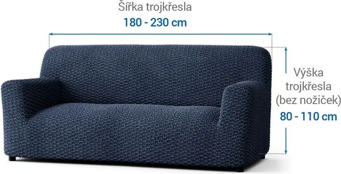 Bielastické poťahy MOSAICO modré trojkreslo (š. 170 - 220 cm)