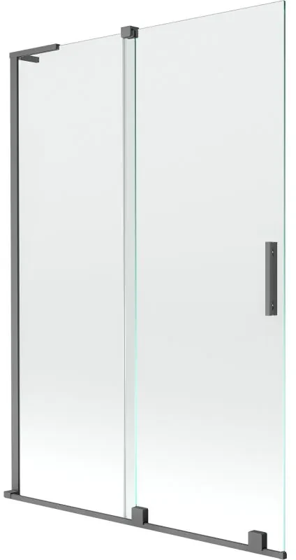 Mexen Velar L, 2-krídlová posuvná vaňová zástena 120 x 150 cm, 8mm číre sklo, grafitová matná, 896-120-003-01-95