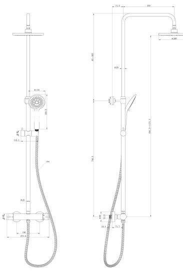 WENKO 25483100 - Sprchový systém WATERSAVING SYSTEM 120 cm lesklý chróm
