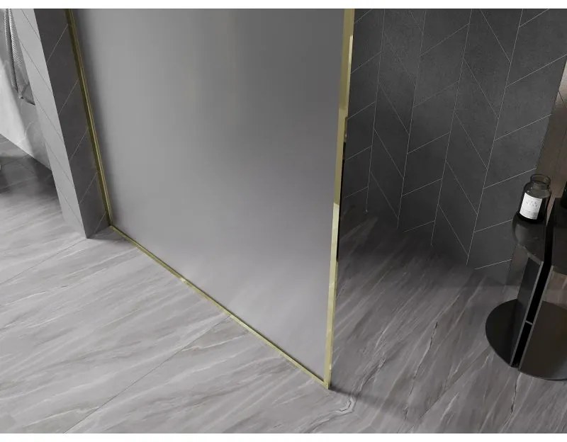 Mexen, Mexen Kioto-XF sprchová stena s rámom 80 x 202 cm, matná 10 mm, zlatá - 800-080-104-50-30-X