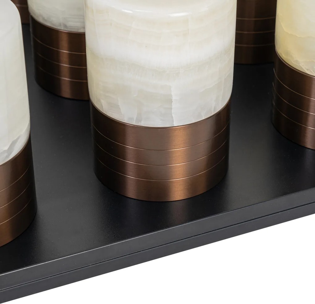 Sada 12 stolových lámp tmavá bronz RGBW nabíjateľná vrátane nabíjacej stanice - Alessia