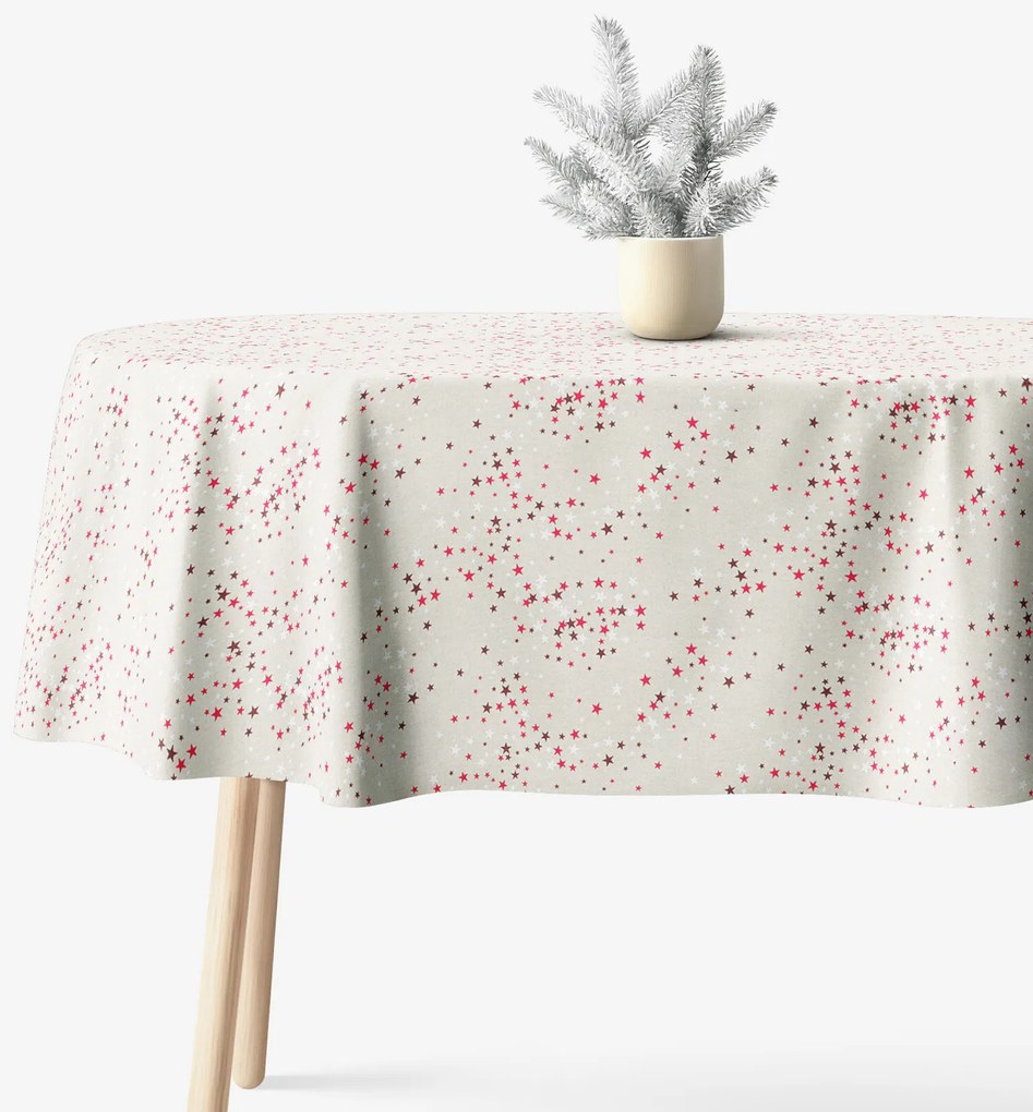 Goldea oválny obrus valencia - hviezdičky na režnej 140 x 220 cm