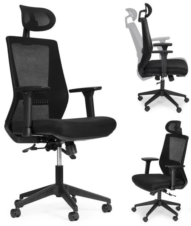 Ergonomická kancelárska stolička s priedušným operadlom a opierkou hlavy