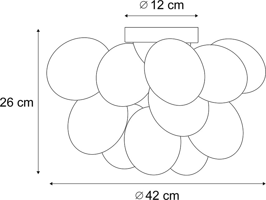 Dizajnové stropné svietidlo mosadzné s dúhovým sklom 4-svetlá - Uvas