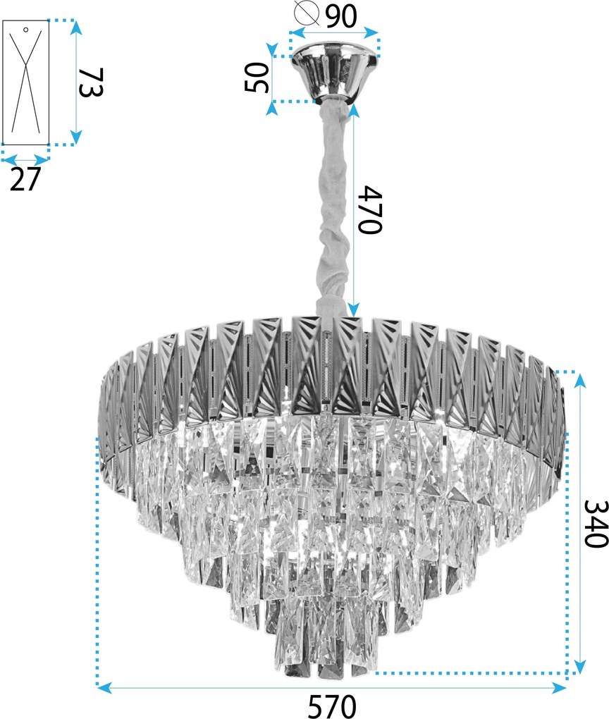 Toolight Toolight, závesné svietidlo 60cm, 9xE14, G060-CP, zlatá lesklá, OSW-06384