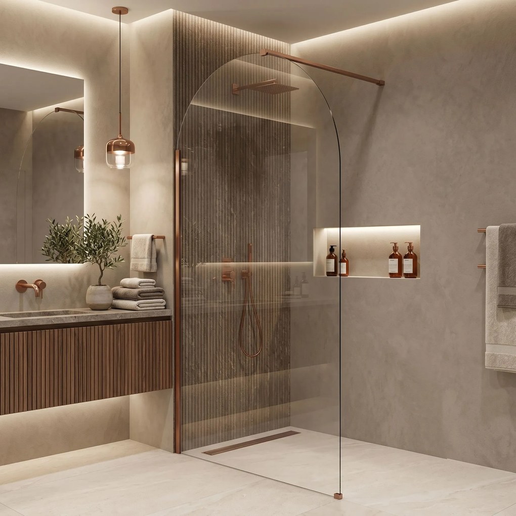Rea Heaven, sprchová zástena Walk-in, 120 cm, medená matná, REA-K6689